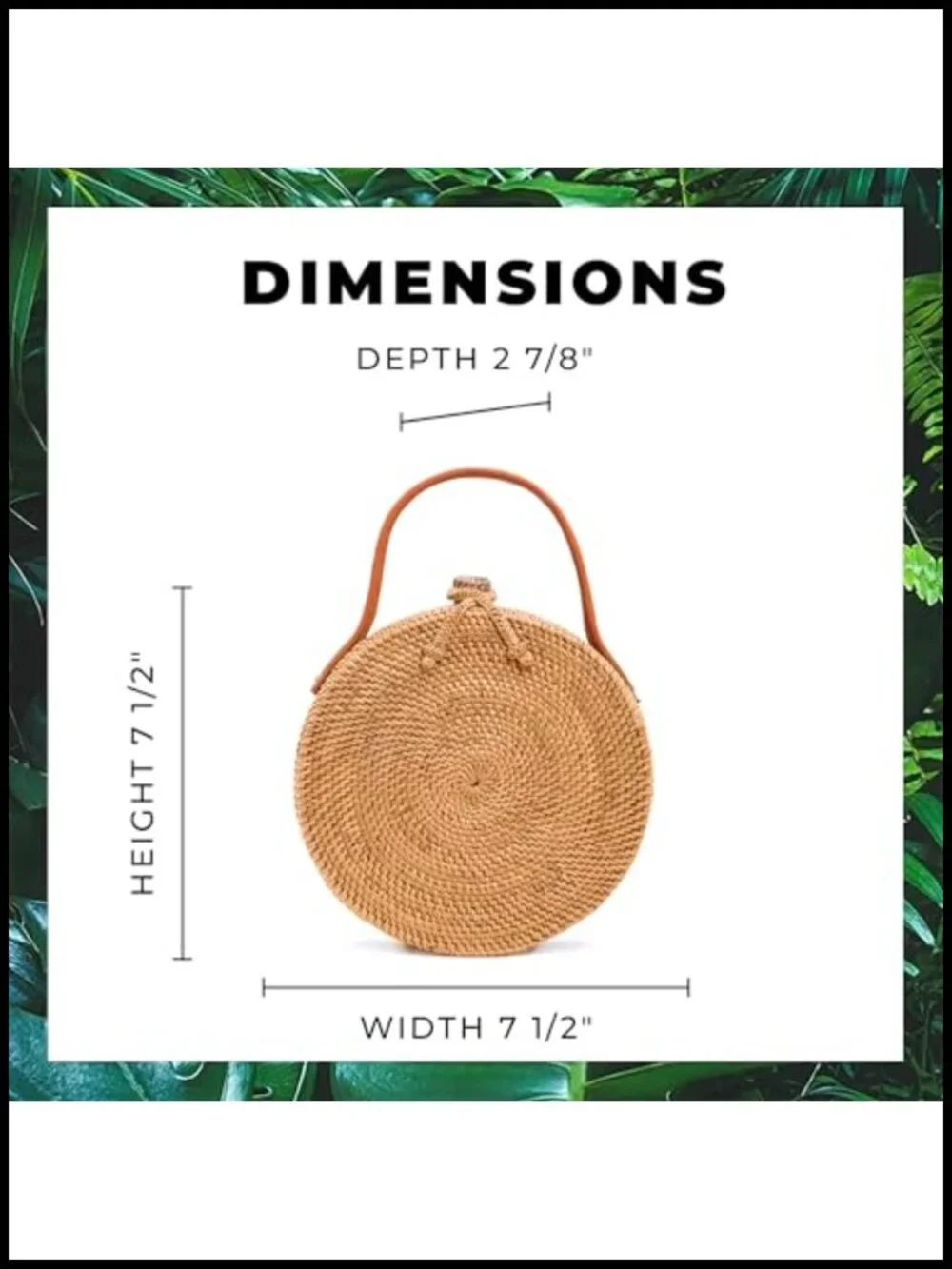 Handmade Round Rattan Bag - Woven Straw Crossbody Purse